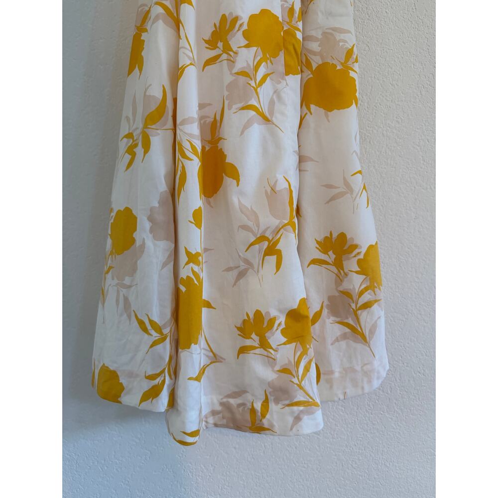 NWT Ann Taylor Floral Belted Dress Womens XXS Petite Cottagecore Cotton Yellow - Picture 10 of 12